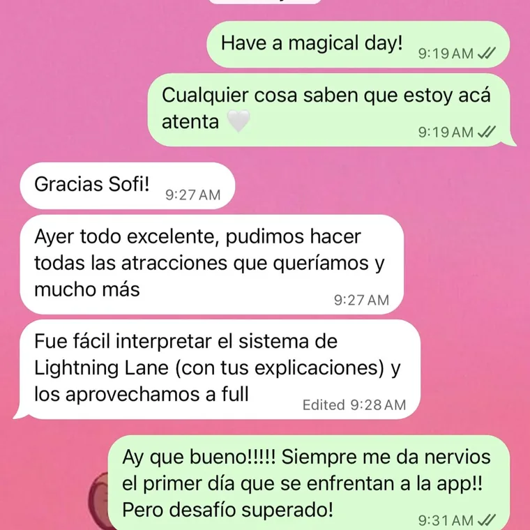 Mensaje de un viajero: pudimos hacer todas las atracciones que queríamos
